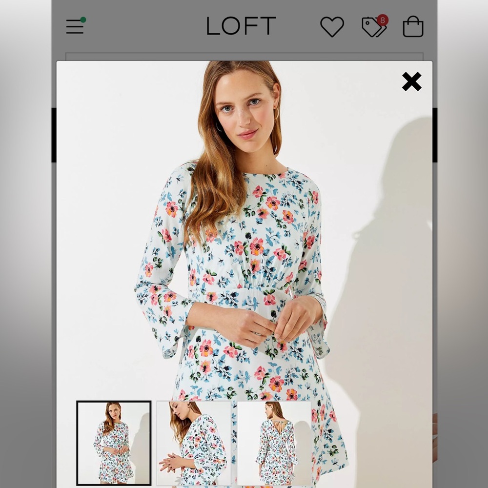 Floral light blue dress with bell sleeves